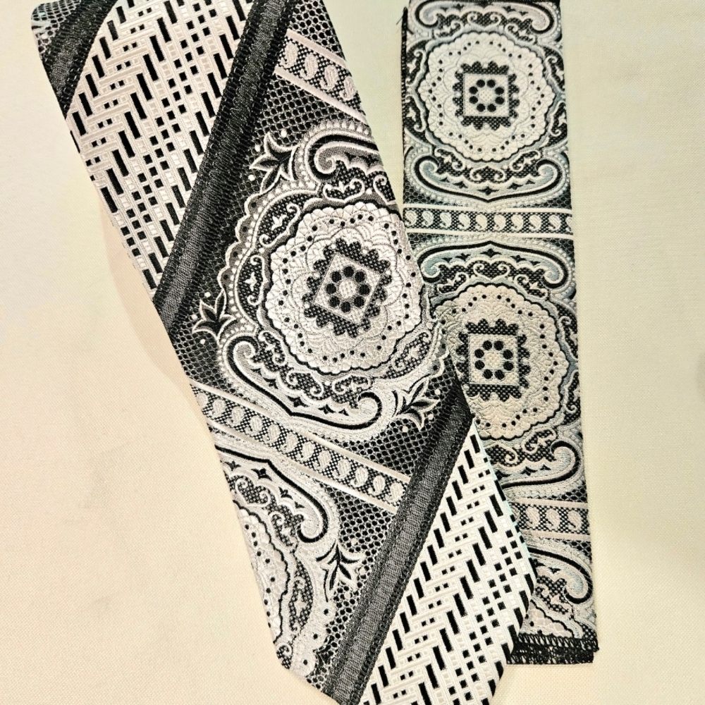 Classic Black and White Paisley Tie